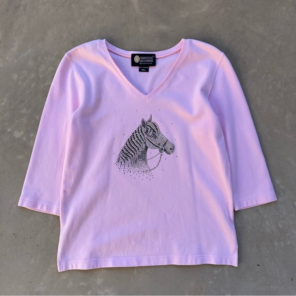 Christine Alexander Light Pink Top with Stud Horse Design Size S